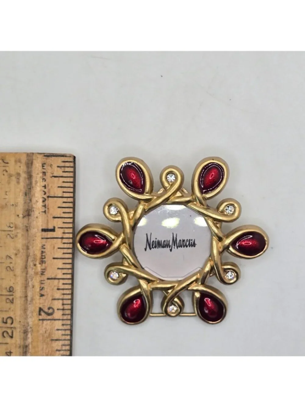 Miniature Picture Frame Neiman Marcus Signed Jay Strongwater Red Gold Enamel